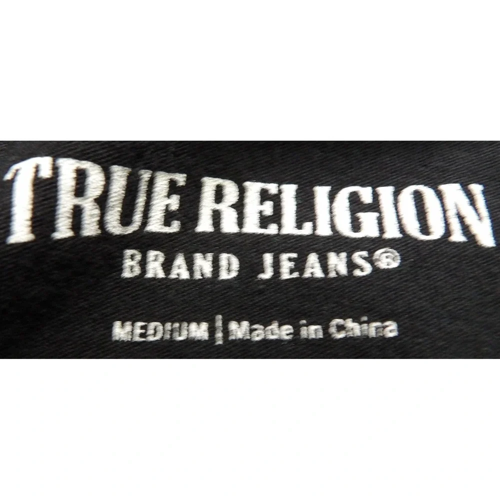 True Religion Buddha Guitar Logo Graphic Tee Men‎ M Black Red Cotton Streetwear
